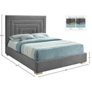 Meridian Nora Grey Velvet Queen Bed IMAGE 15