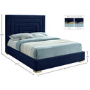 Meridian Nora Navy Velvet Queen Bed IMAGE 15