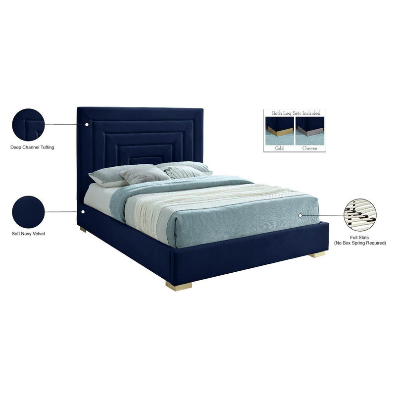 Meridian Nora Navy Velvet Queen Bed IMAGE 16