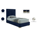 Meridian Nora Navy Velvet Twin Bed IMAGE 16