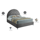 Meridian Rainbow Grey Velvet Full Bed IMAGE 10
