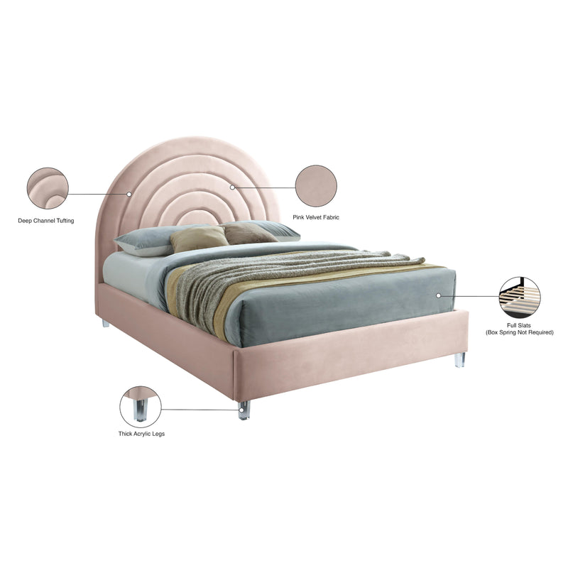 Meridian Rainbow Pink Velvet Full Bed IMAGE 10