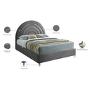 Meridian Rainbow Grey Velvet King Bed IMAGE 10