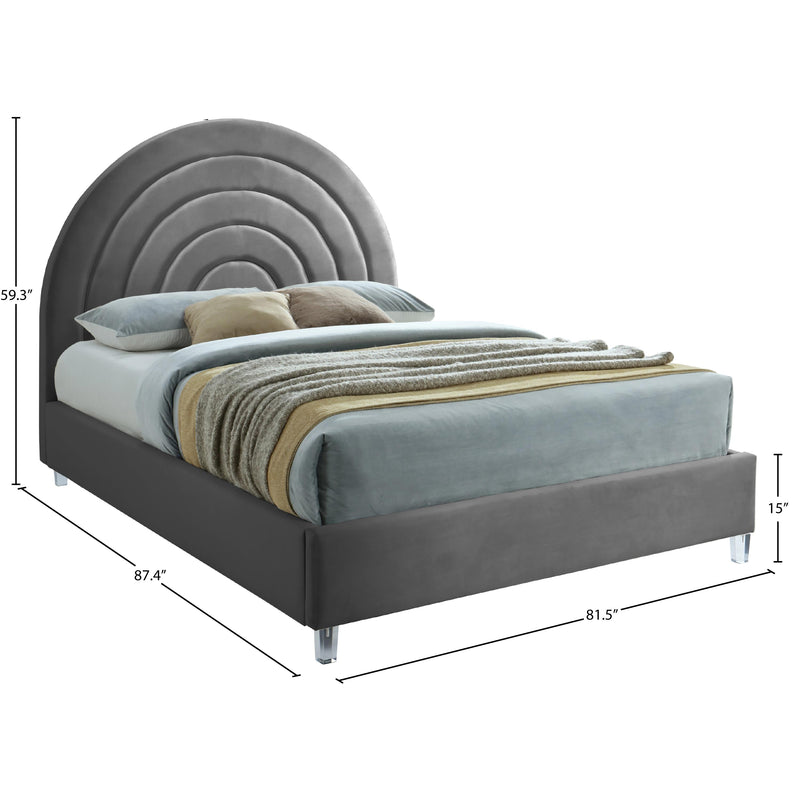 Meridian Rainbow Grey Velvet King Bed IMAGE 9