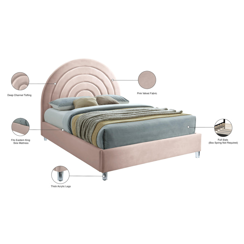 Meridian Rainbow Pink Velvet King Bed IMAGE 10