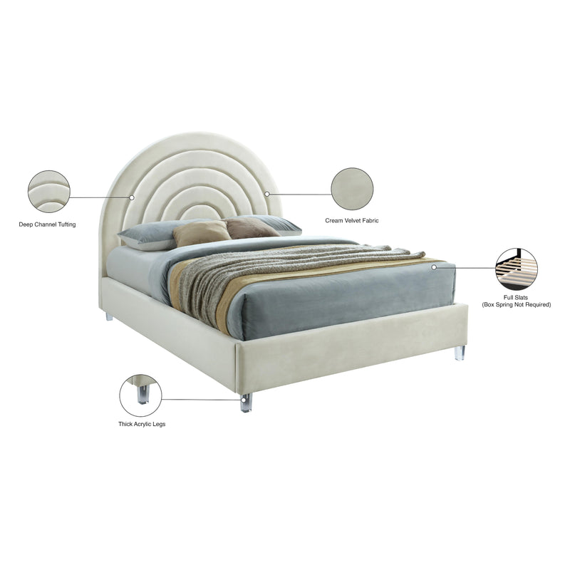 Meridian Rainbow Cream Velvet Queen Bed IMAGE 10