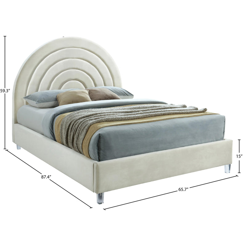 Meridian Rainbow Cream Velvet Queen Bed IMAGE 9
