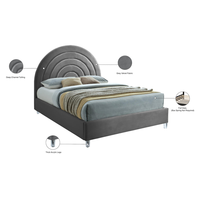 Meridian Rainbow Grey Velvet Queen Bed IMAGE 10
