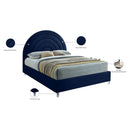 Meridian Rainbow Navy Velvet Queen Bed IMAGE 10