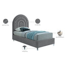 Meridian Rainbow Grey Velvet Twin Bed IMAGE 10