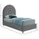 Meridian Rainbow Grey Velvet Twin Bed IMAGE 9