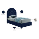 Meridian Rainbow Navy Velvet Twin Bed IMAGE 10