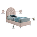 Meridian Rainbow Pink Velvet Twin Bed IMAGE 10