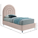 Meridian Rainbow Pink Velvet Twin Bed IMAGE 9