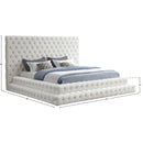 Meridian Revel Cream Velvet King Bed (3 Boxes) IMAGE 8