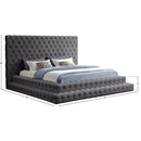 Meridian Revel Grey Velvet King Bed (3 Boxes) IMAGE 8