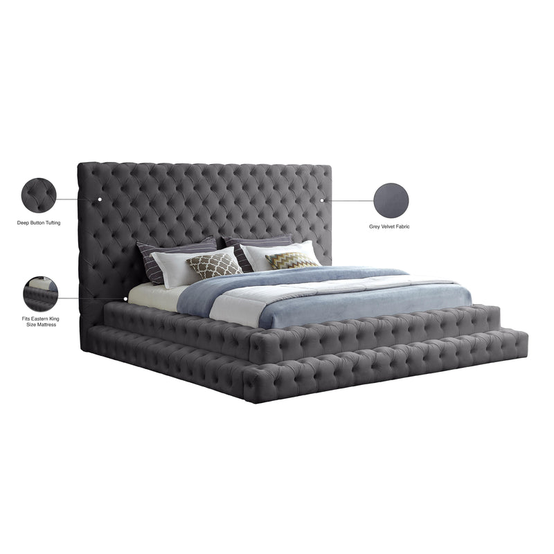 Meridian Revel Grey Velvet King Bed (3 Boxes) IMAGE 9