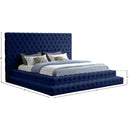 Meridian Revel Navy Velvet King Bed (3 Boxes) IMAGE 8