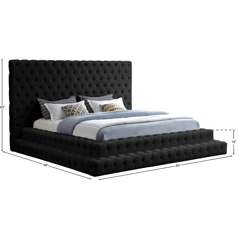 Meridian Revel Black Velvet Queen Bed (3 Boxes) IMAGE 8