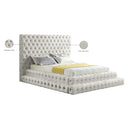 Meridian Revel Cream Velvet Queen Bed (3 Boxes) IMAGE 9