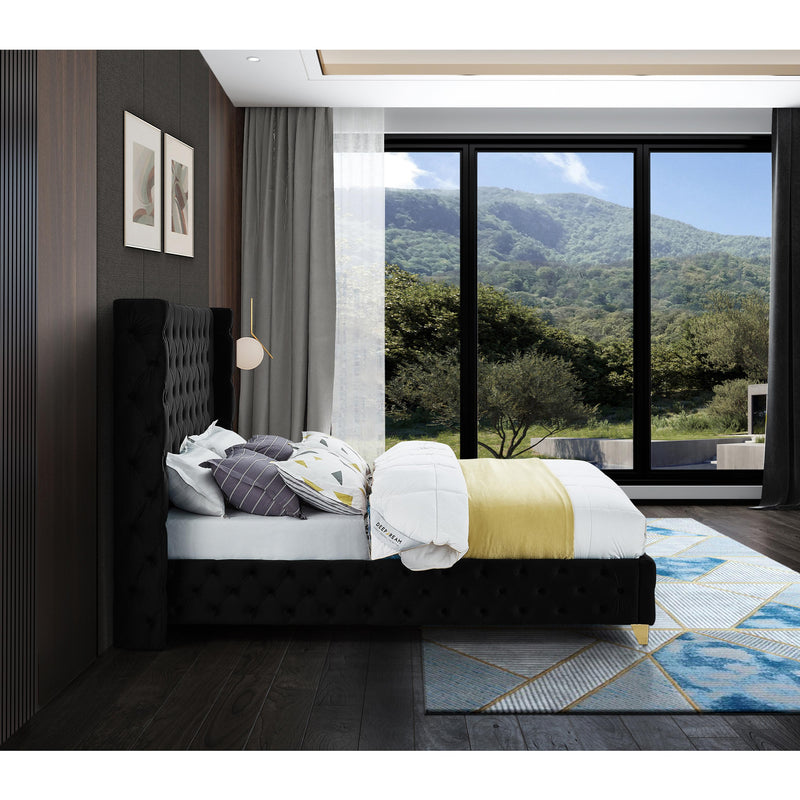 Meridian Savan Black Velvet Full Bed IMAGE 11