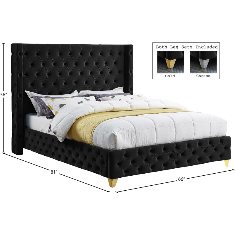 Meridian Savan Black Velvet Full Bed IMAGE 15