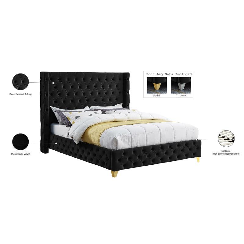 Meridian Savan Black Velvet Full Bed IMAGE 16
