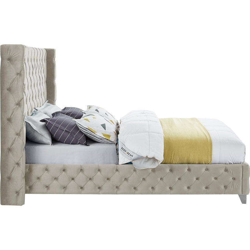 Meridian Savan Cream Velvet Full Bed IMAGE 10