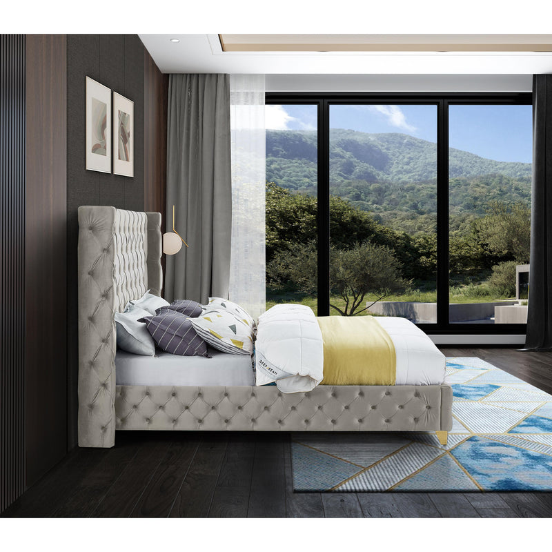 Meridian Savan Cream Velvet Full Bed IMAGE 11