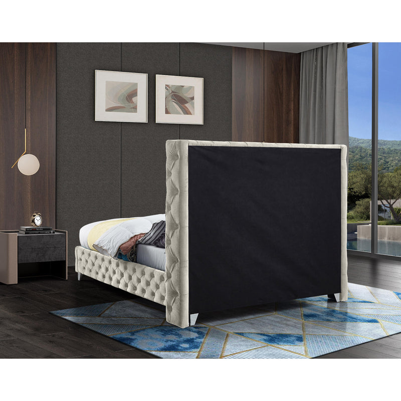 Meridian Savan Cream Velvet Full Bed IMAGE 14