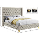 Meridian Savan Cream Velvet Full Bed IMAGE 15