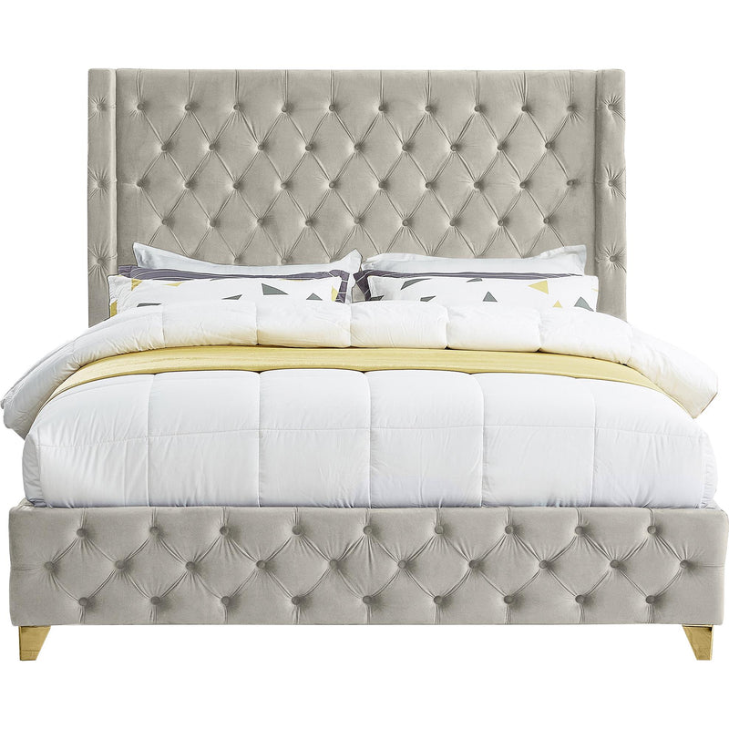Meridian Savan Cream Velvet Full Bed IMAGE 5