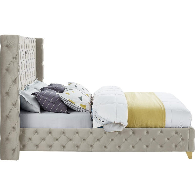 Meridian Savan Cream Velvet Full Bed IMAGE 9
