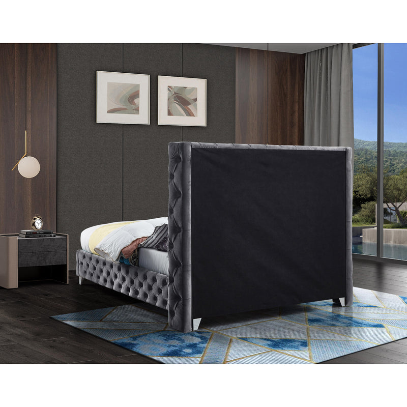 Meridian Savan Grey Velvet Full Bed IMAGE 14