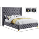 Meridian Savan Grey Velvet Full Bed IMAGE 15