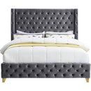 Meridian Savan Grey Velvet Full Bed IMAGE 5