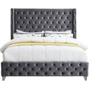 Meridian Savan Grey Velvet Full Bed IMAGE 6