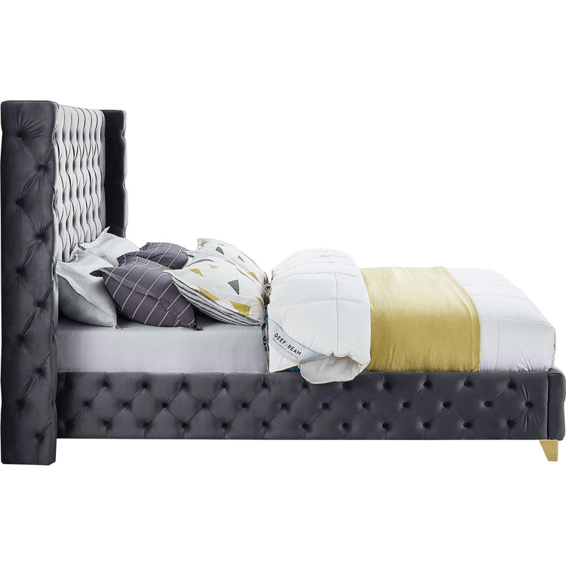 Meridian Savan Grey Velvet Full Bed IMAGE 9