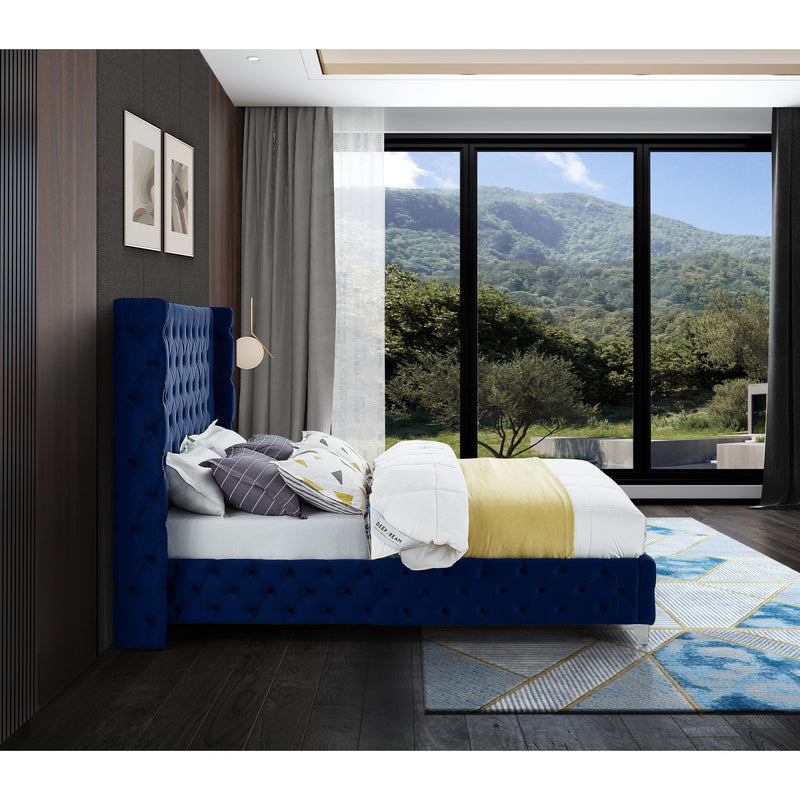 Meridian Savan Navy Velvet Full Bed IMAGE 12