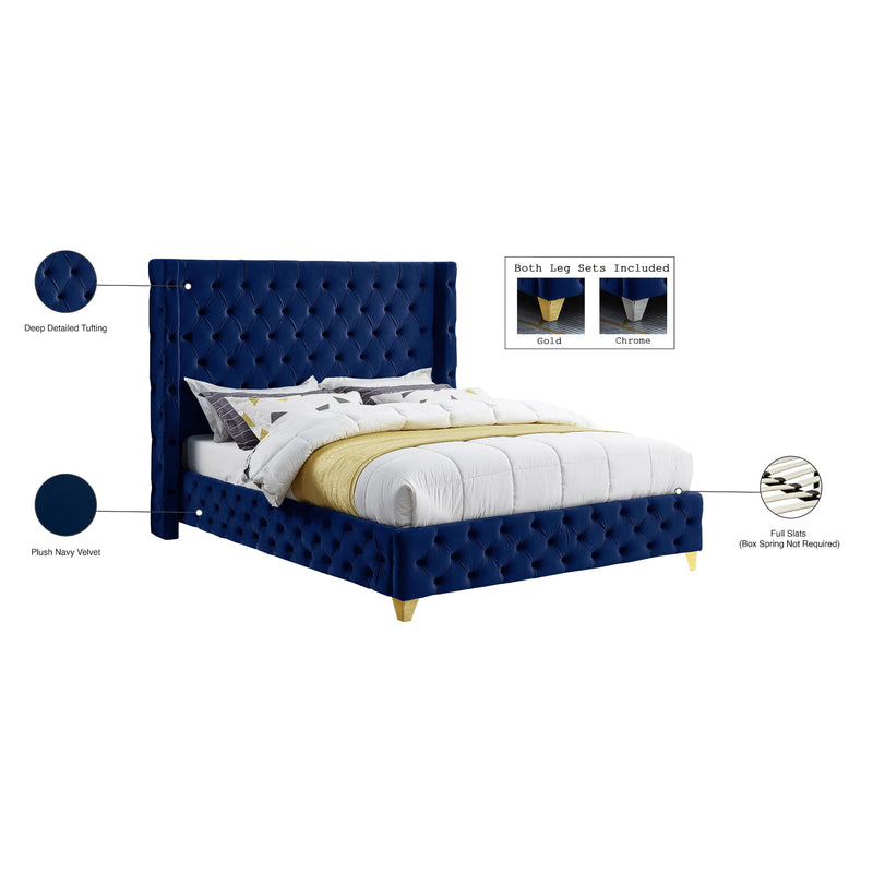 Meridian Savan Navy Velvet Full Bed IMAGE 16