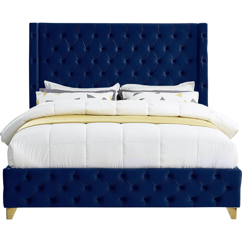 Meridian Savan Navy Velvet Full Bed IMAGE 5