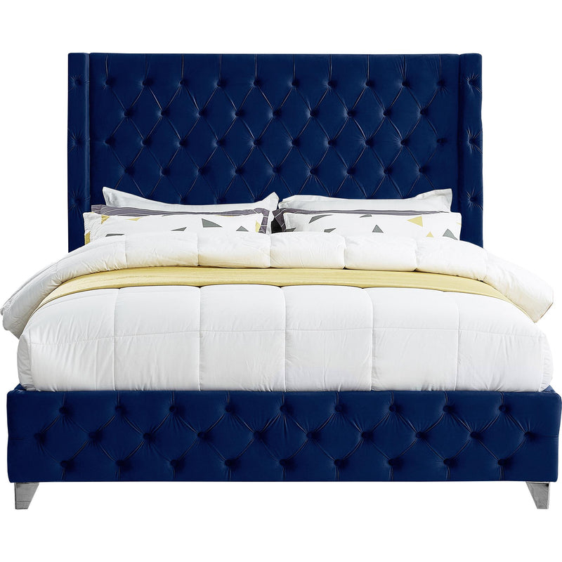 Meridian Savan Navy Velvet Full Bed IMAGE 6