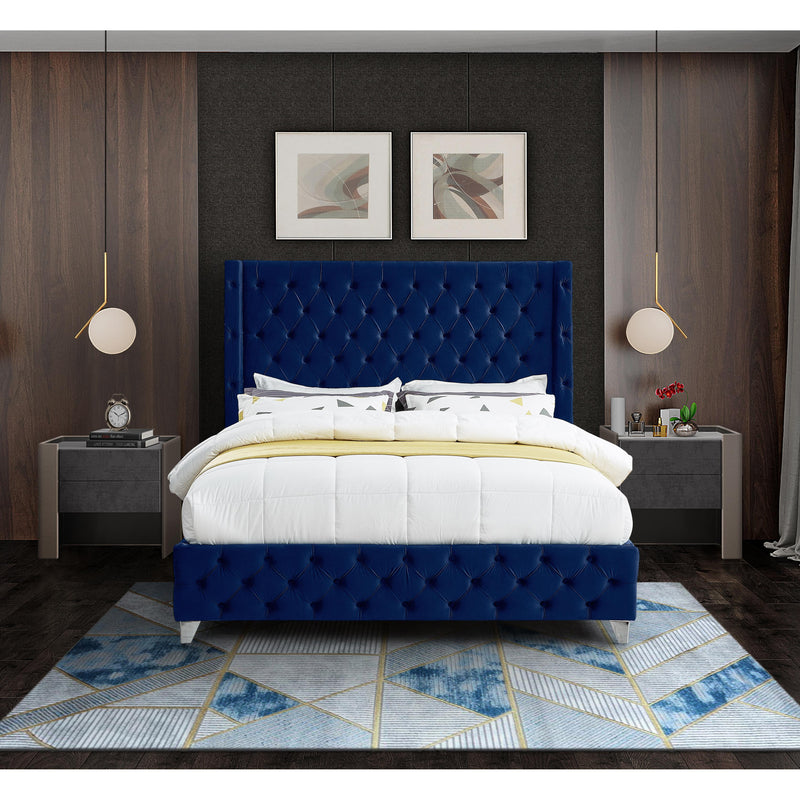 Meridian Savan Navy Velvet Full Bed IMAGE 8