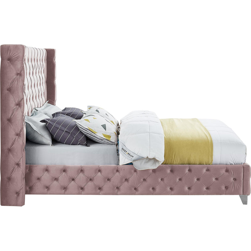 Meridian Savan Pink Velvet Full Bed IMAGE 10