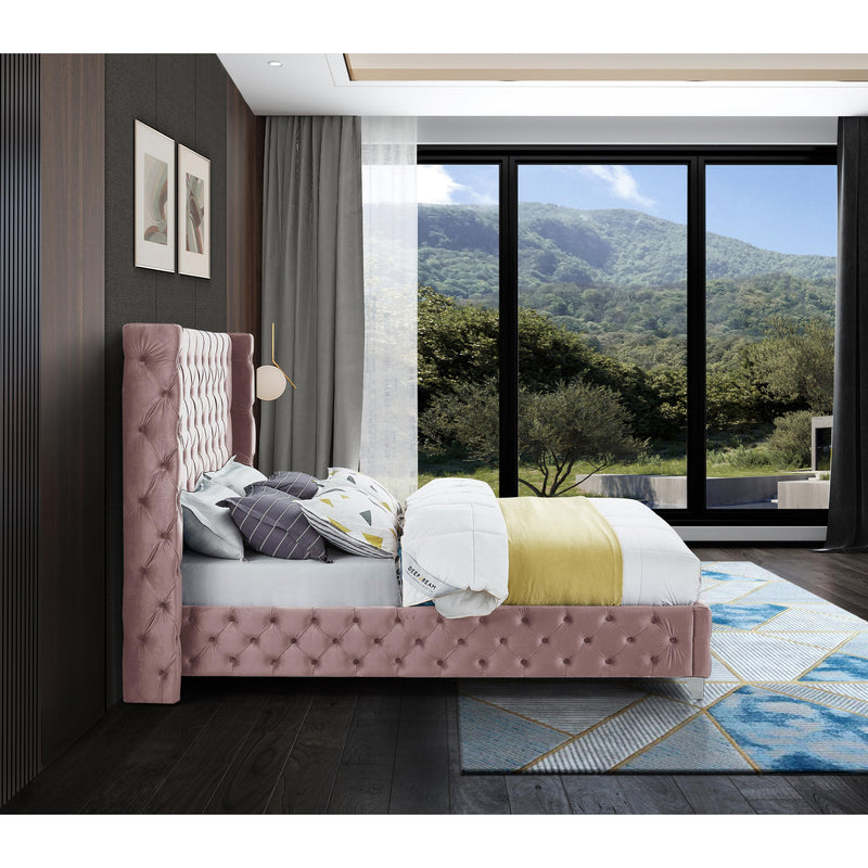 Meridian Savan Pink Velvet Full Bed IMAGE 12