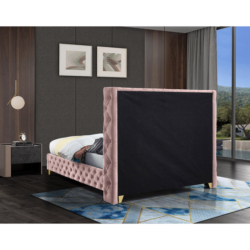 Meridian Savan Pink Velvet Full Bed IMAGE 13