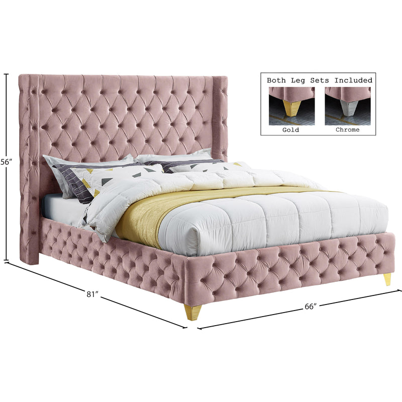 Meridian Savan Pink Velvet Full Bed IMAGE 15