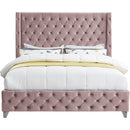 Meridian Savan Pink Velvet Full Bed IMAGE 6