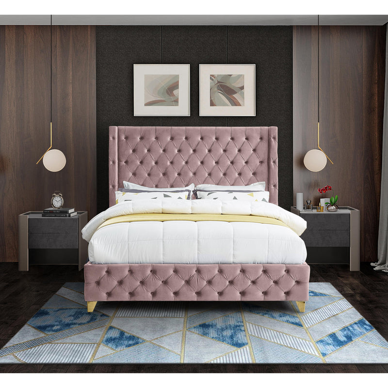 Meridian Savan Pink Velvet Full Bed IMAGE 7
