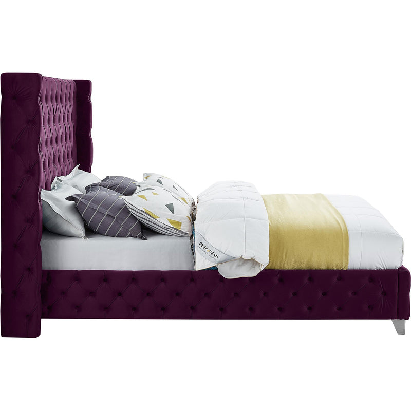Meridian Savan Purple Velvet Full Bed IMAGE 10